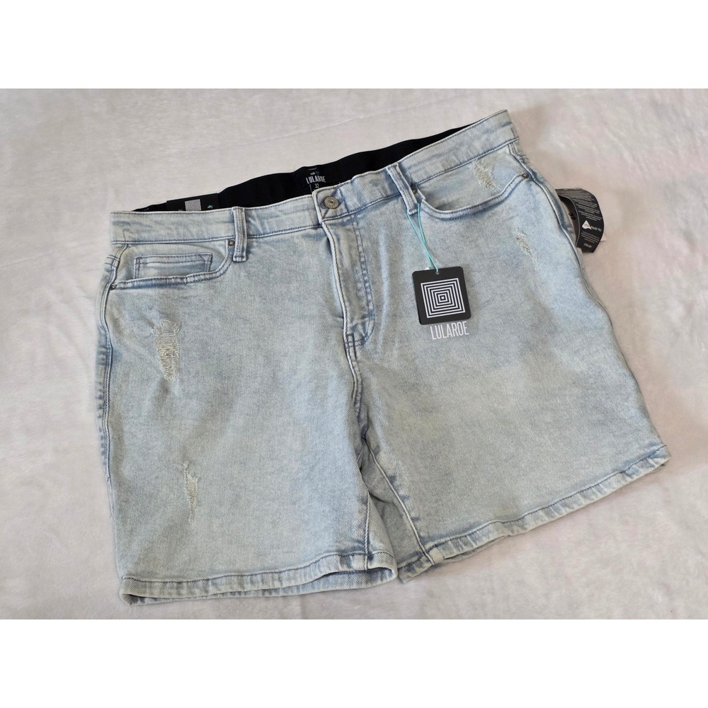 LuLaRoe Relaxed Shorts 32 Light Washed Distressed Denim Shorts NWT